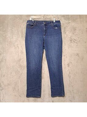 Bandolino Size 14 Mandie Jeans Blue Medium Wash Denim Hi Rise Distressed